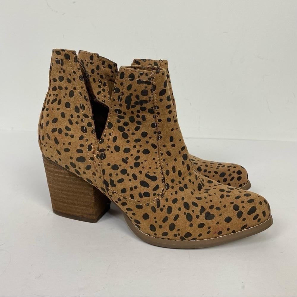 Not Rated Leopard Cheetah Animal Print Pointed Toe Block Heel Ankle Boot Booties